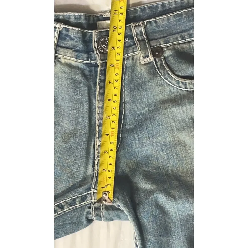 True Religion World Tour Distressed Jeans Men's Size 32 Straight Light Wash